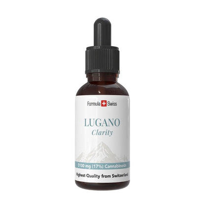 Flasche Lugano Clarity mit Formula Swiss Branding auf weißem Hintergrund